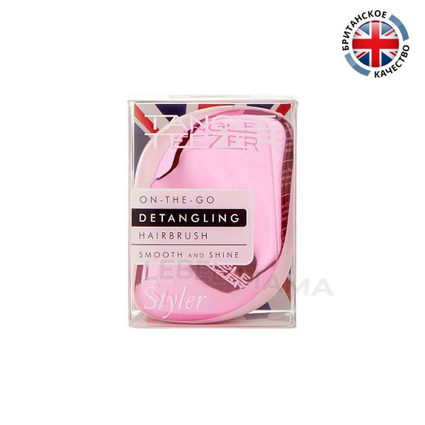 Tangle Teezer pacчecкa Compact Styler Baby Doll Pink Chrome Brush opигинaл